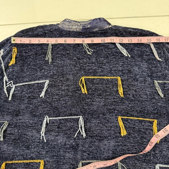 Flashback Jacket Blue/Gold Blazer Velvet Satin Patchwork Boho Women’s Size Small - Picture 14 of 16